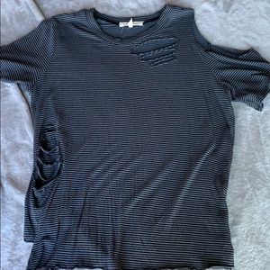 Gray and black tee. Super cute cut outs